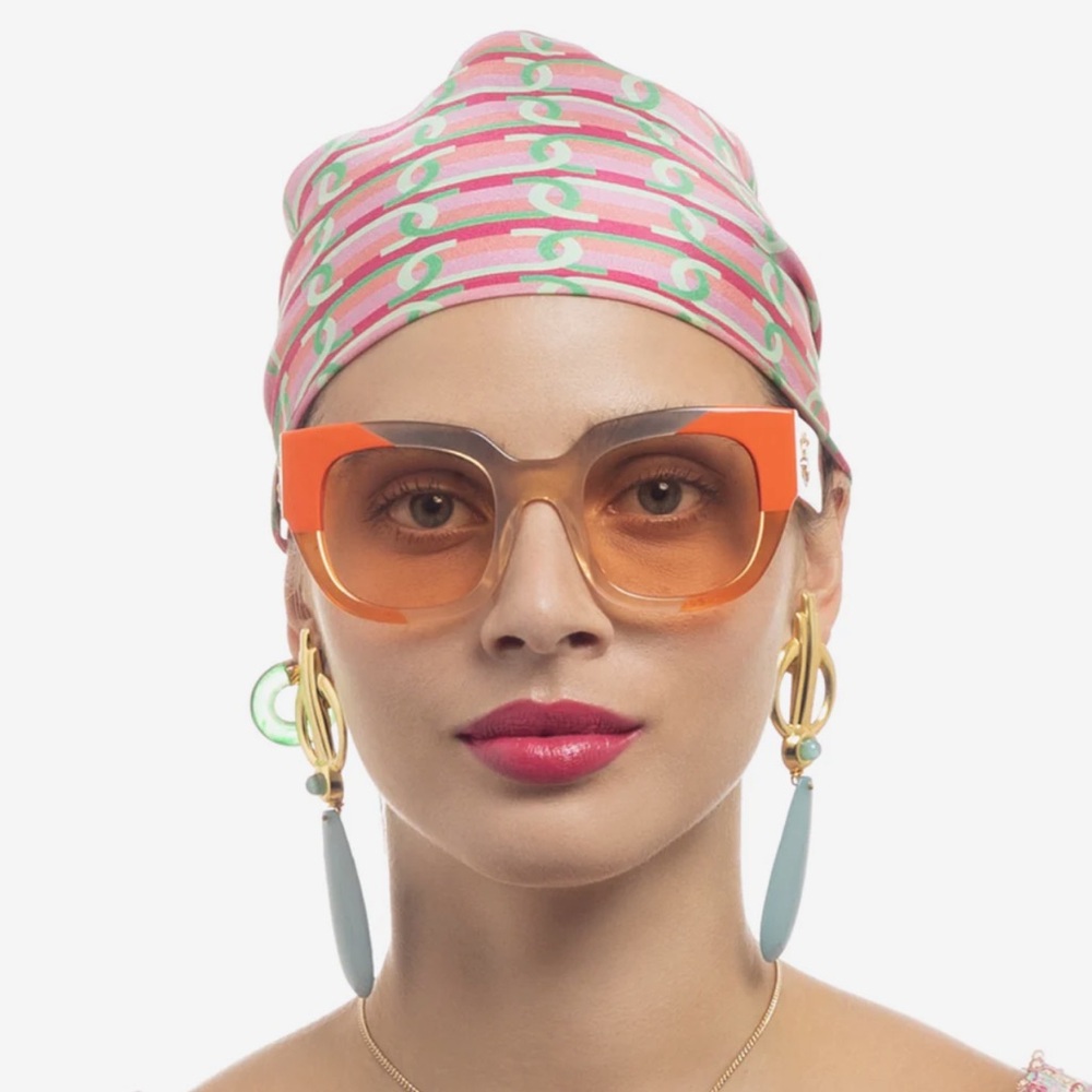 CAMILLA “Decadent Dreams” orange amber funky acetate large boho sunglasses